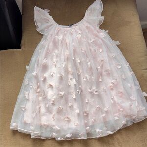Zunie White and Pink Butterfly Kids Formal Dress